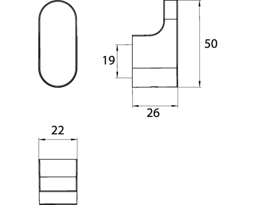 Technische Zeichnung eines Handtuchhalters mit Maßangaben