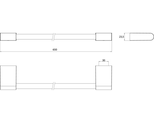 Technische Zeichnung eines Handtuchhalters mit Maßangaben