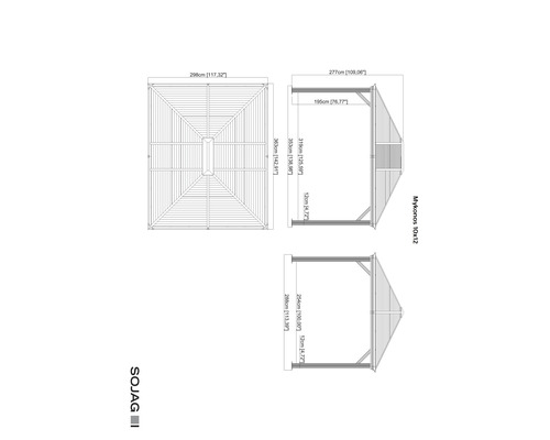 Plan de dimensions du pavillon Mykonos 10x12