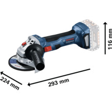 Bosch GWS 18V-7 Akku Winkelschleifer mit Abmessungen