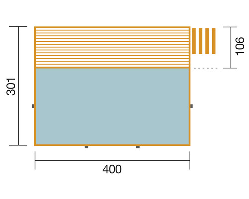 Vue du toit avec indications de dimensions