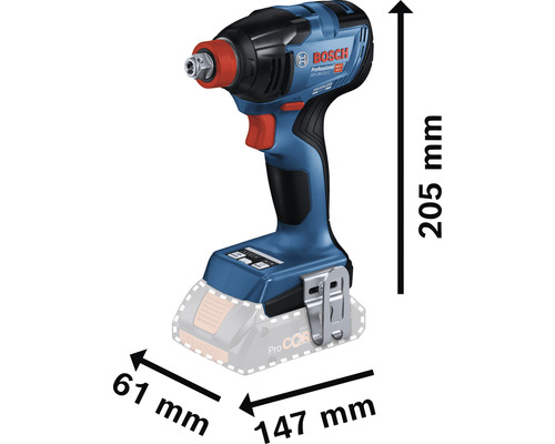 Bosch Professional Akku-Schlagschrauber mit Maßangaben