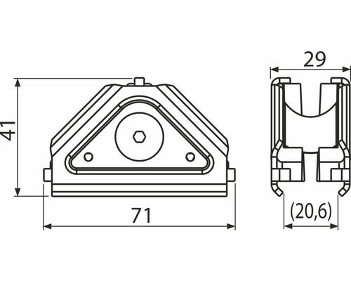 Dessin technique d''un raccord d''angle avec dimensions