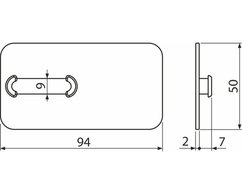Schéma technique d''une fixation de salle de bains avec indications de dimensions