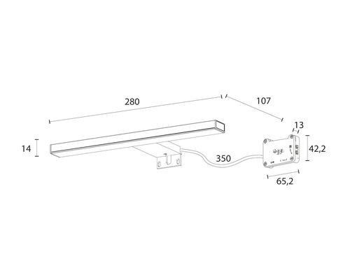 Dessin technique d''une lampe LED avec indications de dimensions
