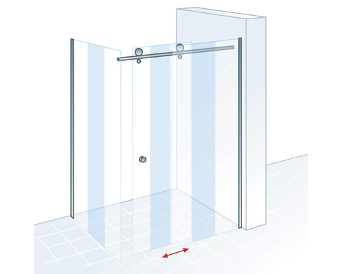 Cabine de douche avec porte coulissante en verre