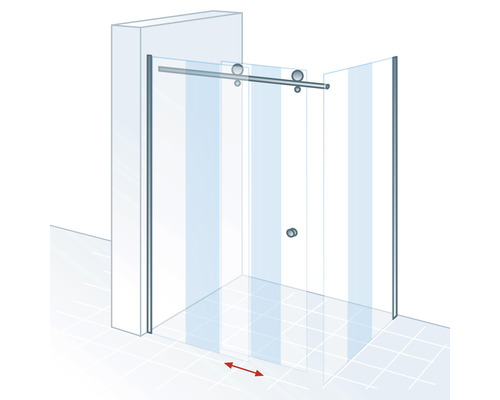 Duschabtrennung mit Schiebetür und variabler Einbaubreite