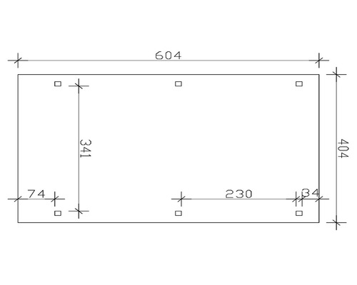Dessin technique avec les dimensions 604, 404, 341, 230 et 74.