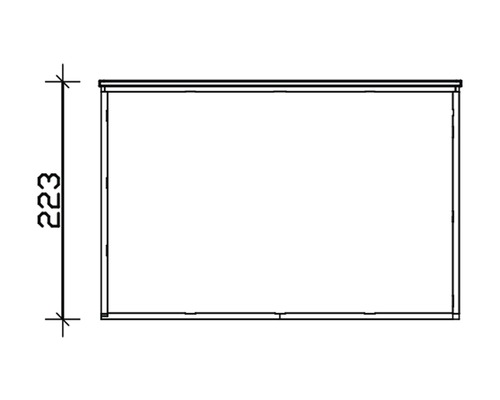 Dessin technique d''une armoire avec indication de hauteur 223