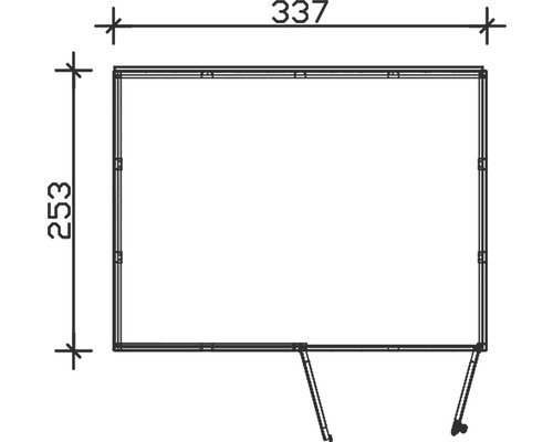 Dessin technique d''un conteneur mesurant 337 x 253 centimètres.