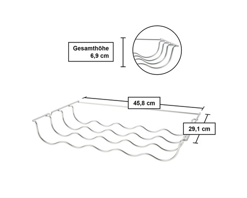 Étagère à bouteilles avec indications de dimensions