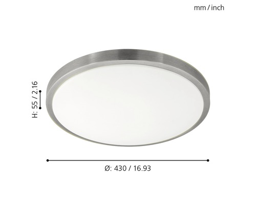 Runde Deckenleuchte mit den Maßen 430 mal 55 Millimeter