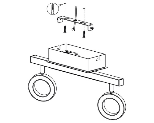 Instructions de montage pour un plafonnier avec deux lampes rondes