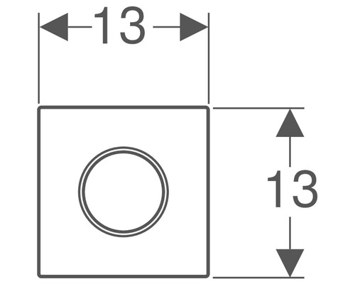 Dessin technique d''un carré avec trou et dimensions de 13 millimètres