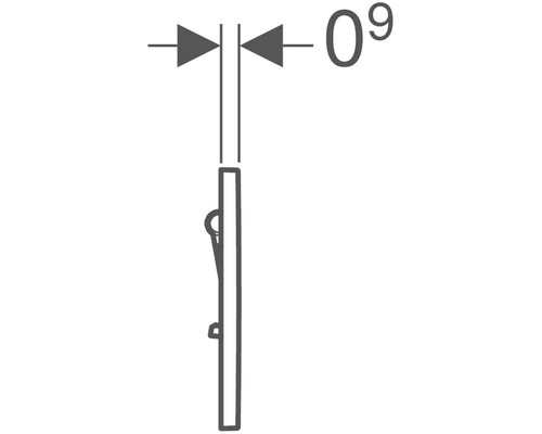 Technische Zeichnung einer Toilettenbürstengarnitur mit Maßangabe der Tiefe