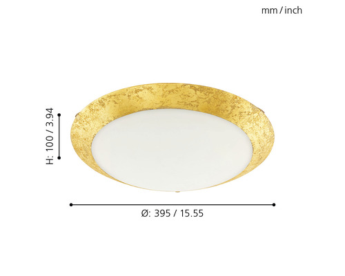 Plafonnier rond avec cadre doré