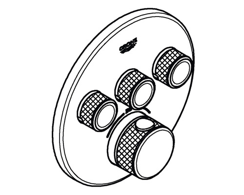 Robinet thermostatique Grohe avec rosace ronde et plusieurs boutons de commande