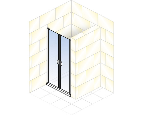 Dusche mit Schiebetür in einer Ecke