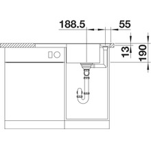 Dessin technique d''un meuble sous-évier avec indications de dimensions