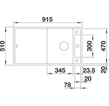 Spüle Blanco AXIA III 5 S 915 x 510 mm felsgrau ohne Multifunktionsschale 523216