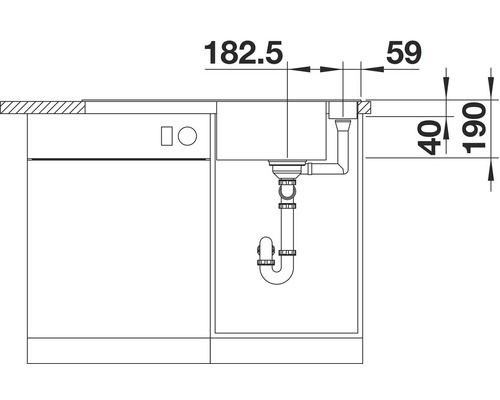 Dessin d''un évier de cuisine avec indications de dimensions