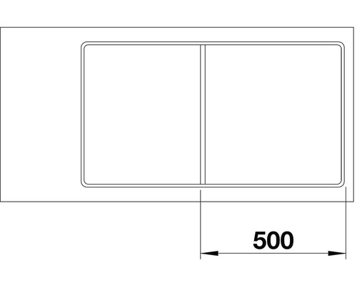 Dessin d''un évier avec des dimensions de 500 mm