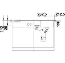Schéma technique d''un évier avec dimensions pour la planification de la cuisine