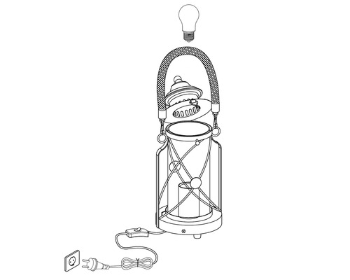 Lampe lanterne avec ampoule, prise et câble