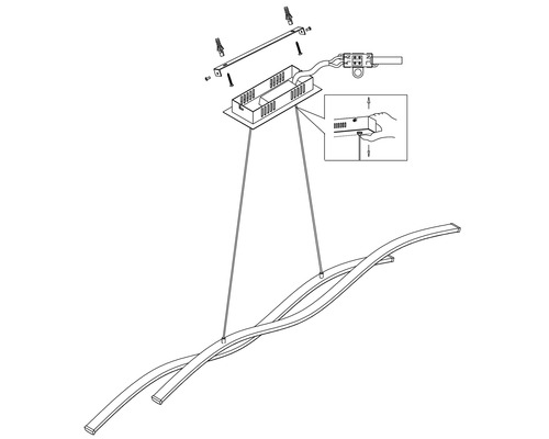 Montageanleitung für eine LED-Pendelleuchte mit gewundenem Design