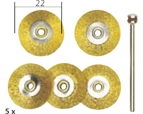 Cinq têtes de brosse métallique en laiton de 22 millimètres pour l''outillage