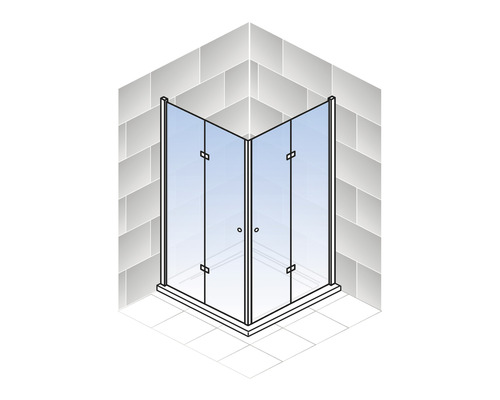 Cabine de douche d''angle avec portes en verre