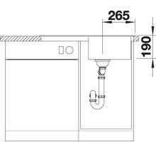 Dessin technique d''un meuble sous-évier avec les dimensions 265 sur 190 millimètres.