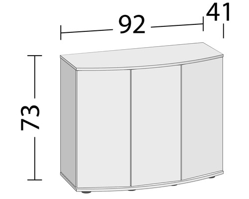 Schrank mit drei Türen und Maßangaben