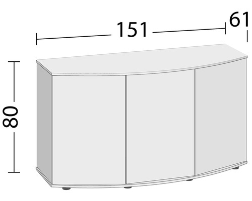 Meuble avec trois portes et indications de dimension