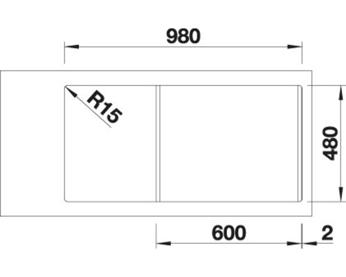 Schéma technique d''un évier avec dimensions