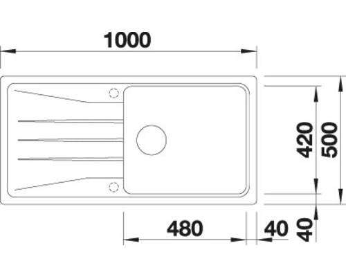 Dessin technique d''un évier avec dimensions