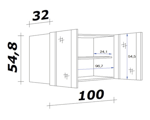 Schéma technique d''une armoire murale avec dimensions