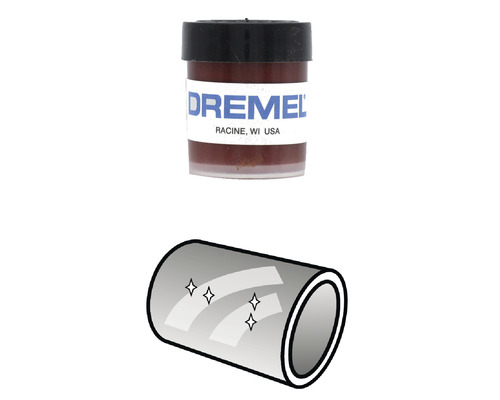 Dremel Polierpaste für Metall und eine schematische Darstellung eines polierten Rohres.