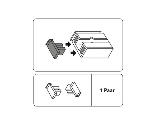 Illustration eines Paars von Gerätehaltern mit Montageanleitung