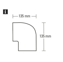 Dessin technique d''un profilé d''angle avec les dimensions 135 mm x 135 mm.