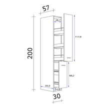 Garde-manger coulissant Palmaria/Wito blanc (lxHxP) 30x200x57 cm-thumb-2