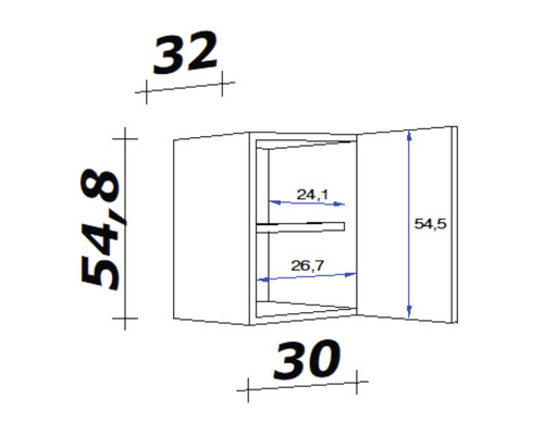 Schéma technique d''un meuble haut avec dimensions