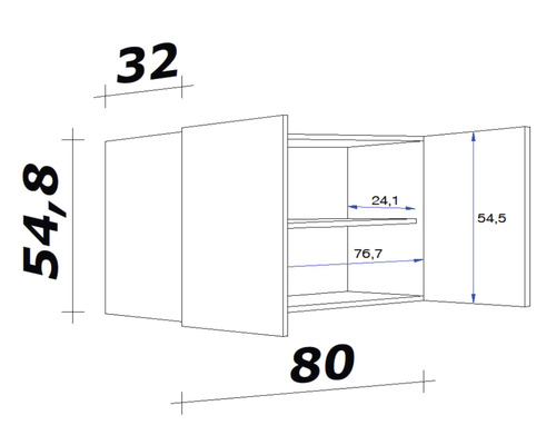 Schéma technique d''un placard mural avec dimensions.