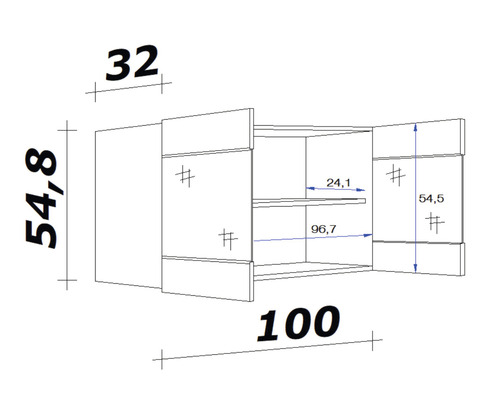 Schéma d''un meuble haut avec indications de dimensions