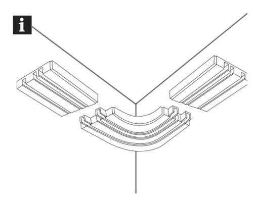 Illustration eines Eckverbinders für Kabelkanäle