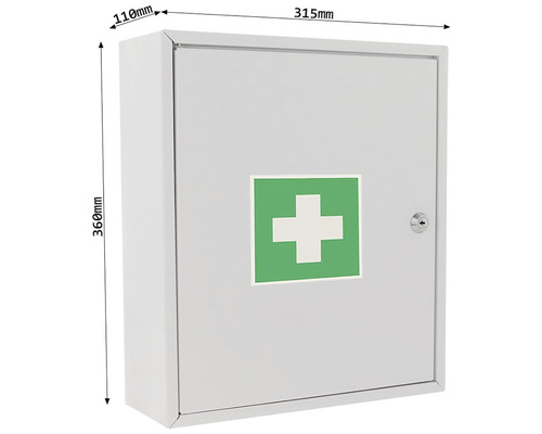 Erste-Hilfe-Schrank aus Metall, 315 x 360 x 110 mm