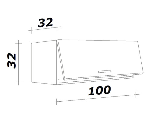 Dessin technique d''une armoire suspendue avec les dimensions 32, 32 et 100