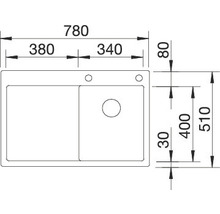 Spüle Blanco CLARON 4 S-IF 780 x 510 mm edelstahl 521624 1 Spülbecken Mit Tropffläche Becken links Flächenbündige Optik-thumb-6