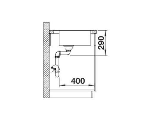 Schéma d''un meuble sous-évier avec dimensions