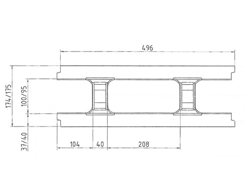 Technische Zeichnung eines Trägers mit Maßangaben